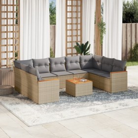 Gartensofa-Set mit beigen Kissen, 10-teilig, synthetisches Rattan von , Gartensets - Ref: Foro24-3258685, Preis: 644,28 €, Ra...