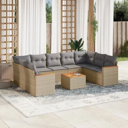 Garden sofa set with beige cushions 10 pieces synthetic rattan by , Garden sets - Ref: Foro24-3258685, Price: 633,94 €, Disco...