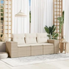 Garden sofa set with beige cushions 3 pieces PE rattan by , Garden sets - Ref: Foro24-3254595, Price: 280,31 €, Discount: %