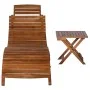 Lounger with solid brown acacia wood table by vidaXL, Loungers - Ref: Foro24-46653, Price: 152,34 €, Discount: %