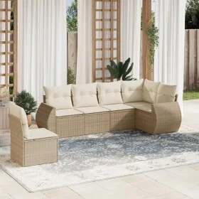 Garden sofa set with cushions 6 pieces beige synthetic rattan by , Garden sets - Ref: Foro24-3253765, Price: 473,78 €, Discou...
