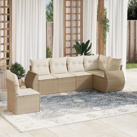 Garden sofa set with cushions 6 pieces beige synthetic rattan by , Garden sets - Ref: Foro24-3253765, Price: 482,57 €, Discou...