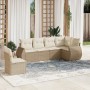 Garden sofa set with cushions 6 pieces beige synthetic rattan by , Garden sets - Ref: Foro24-3253765, Price: 482,57 €, Discou...