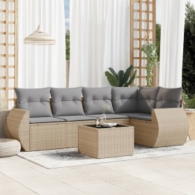 Garden sofa set with cushions 6 pieces beige synthetic rattan by , Garden sets - Ref: Foro24-3253676, Price: 425,33 €, Discou...