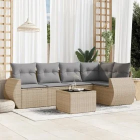 Garden sofa set with cushions 6 pieces beige synthetic rattan by , Garden sets - Ref: Foro24-3253676, Price: 425,71 €, Discou...
