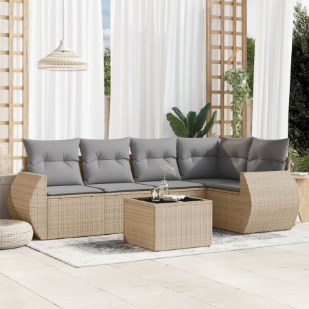 Gartensofa-Set mit Kissen, 6-teilig, beiges synthetisches Rattan von , Gartensets - Ref: Foro24-3253676, Preis: 425,33 €, Rab...