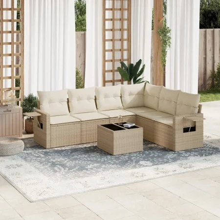 7-teiliges Gartensofa-Set und beigefarbene synthetische Rattankissen von , Gartensets - Ref: Foro24-3252555, Preis: 518,67 €,...