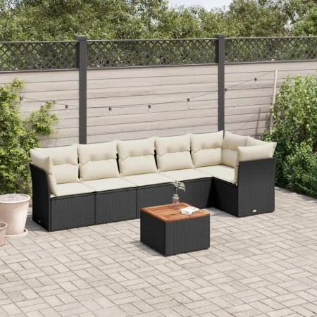 7-piece garden dining set and black synthetic rattan cushions by , Garden sets - Ref: Foro24-3223648, Price: 410,15 €, Discou...