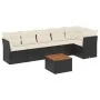 Set de comedor de jardín 7 pzas y cojines ratán sintético negro de , Conjuntos de jardín - Ref: Foro24-3223648, Precio: 410,3...