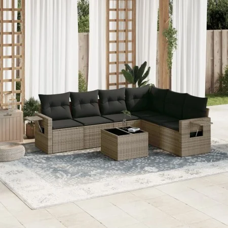 7-piece garden sofa set with gray PE rattan cushions by , Garden sets - Ref: Foro24-3252557, Price: 440,98 €, Discount: %