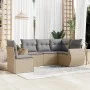 Garden sofa set with cushions 5 pieces beige synthetic rattan by , Garden sets - Ref: Foro24-3253706, Price: 369,39 €, Discou...