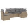 Gartensofa-Set mit Kissen, 5-teilig, beiges synthetisches Rattan von , Gartensets - Ref: Foro24-3253706, Preis: 368,13 €, Rab...