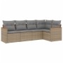 Garden sofa set with cushions 5 pieces beige synthetic rattan by , Garden sets - Ref: Foro24-3258349, Price: 348,59 €, Discou...