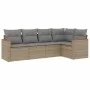 Garden sofa set with cushions 5 pieces beige synthetic rattan by , Garden sets - Ref: Foro24-3258349, Price: 349,01 €, Discou...