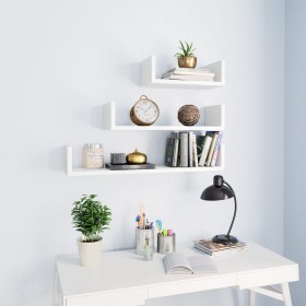 Estante de pared 3 piezas madera contrachapada blanco de vidaXL, Estantes y estanterías - Ref: Foro24-800198, Precio: 18,11 €...