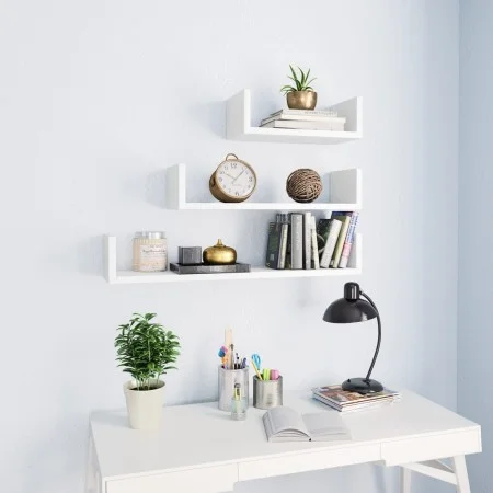 Estante de pared 3 piezas madera contrachapada blanco de vidaXL, Estantes y estanterías - Ref: Foro24-800198, Precio: 18,83 €...