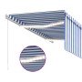 Manuell ausfahrbare Markise mit Rollo und blau-weißer LED 3x2,5 m von , Markisen - Ref: Foro24-3069261, Preis: 301,25 €, Raba...