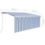Manual retractable awning with blind and blue and white LED 3x2.5 m by , Awnings - Ref: Foro24-3069261, Price: 295,86 €, Disc...