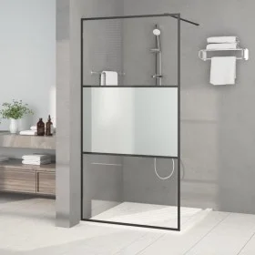 Black semi-frosted ESG glass shower screen 100x195 cm by , Shower walls and screens - Ref: Foro24-152107, Price: 171,06 €, Di...