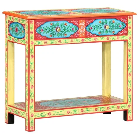 Mesa consola pintada a mano madera maciza de mango 80x35x75 cm de vidaXL, Mesas auxiliares - Ref: Foro24-286159, Precio: 181,...