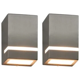 Lámparas de pared de exterior 2 uds 35 W plateado semicircular de , Iluminación de exterior - Ref: Foro24-45650, Precio: 36,8...