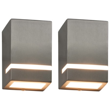 Lámparas de pared de exterior 2 uds 35 W plateado semicircular de , Iluminación de exterior - Ref: Foro24-45650, Precio: 33,66 €
