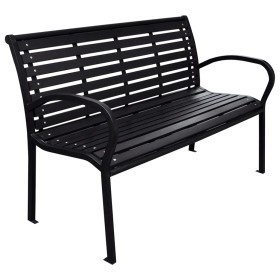 Banco de jardín acero y WPC negro 116 cm de , Bancos de jardín - Ref: Foro24-319578, Precio: 144,22 €, Descuento: %