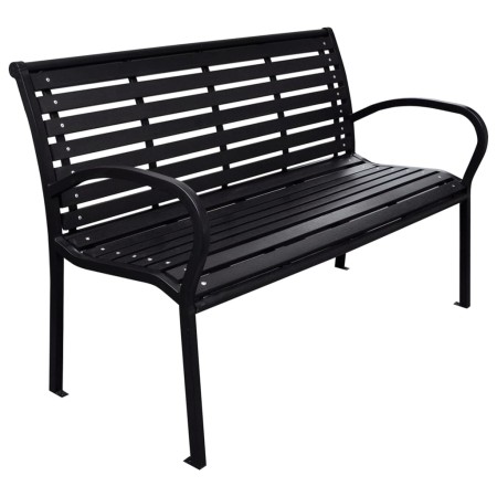 Gartenbank aus schwarzem Stahl und WPC 116 cm von , Gartenbänke - Ref: Foro24-319578, Preis: 144,22 €, Rabatt: %