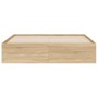 Sonoma oak engineered wood bed with drawers 150x200 cm by , Beds and slatted bases - Ref: Foro24-3207268, Price: 197,71 €, Di...