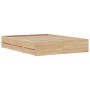 Cama con cajones madera ingeniería roble Sonoma 150x200 cm de , Camas y somieres - Ref: Foro24-3207268, Precio: 197,71 €, Des...