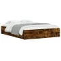 Cama con cajones madera de ingeniería roble ahumado 140x200 cm de , Camas y somieres - Ref: Foro24-3207277, Precio: 159,51 €,...