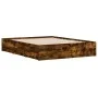Cama con cajones madera de ingeniería roble ahumado 140x200 cm de , Camas y somieres - Ref: Foro24-3207277, Precio: 159,51 €,...