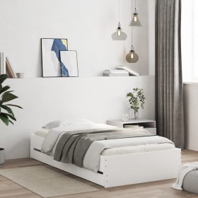 Weißes Holzwerkstoffbett mit Schubladen 90x200 cm von , Betten und Lattenroste - Ref: Foro24-3207294, Preis: 134,54 €, Rabatt: %