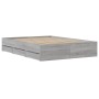 Cama con cajones madera de ingeniería gris Sonoma 135x190 cm de , Camas y somieres - Ref: Foro24-3207313, Precio: 201,83 €, D...
