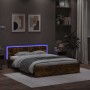 Estructura de cama cabecero y luces LED roble ahumado 160x200cm de , Camas y somieres - Ref: Foro24-3207599, Precio: 192,81 €...