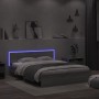 Sonoma gray headboard bed frame and LED lights 160x200 cm by , Beds and slatted bases - Ref: Foro24-3207600, Price: 202,36 €,...