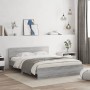 Sonoma gray headboard bed frame and LED lights 160x200 cm by , Beds and slatted bases - Ref: Foro24-3207600, Price: 202,36 €,...