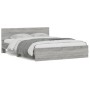 Sonoma gray headboard bed frame and LED lights 160x200 cm by , Beds and slatted bases - Ref: Foro24-3207600, Price: 202,36 €,...