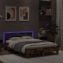 Bettgestell aus geräucherter Eiche mit Kopfteil und LED-Leuchten, 120 x 190 cm von , Betten und Lattenroste - Ref: Foro24-320...