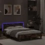 Smoked oak bed frame with headboard and LED lights 120x190cm by , Beds and slatted bases - Ref: Foro24-3207578, Price: 141,47...