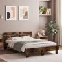 Smoked oak bed frame with headboard and LED lights 135x190cm by , Beds and slatted bases - Ref: Foro24-3207571, Price: 150,90...