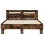 Smoked oak bed frame with headboard and LED lights 135x190cm by , Beds and slatted bases - Ref: Foro24-3207571, Price: 150,90...