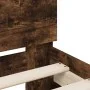 Smoked oak bed frame with headboard and LED lights 135x190cm by , Beds and slatted bases - Ref: Foro24-3207571, Price: 150,90...