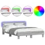 Sonoma gray bed frame with headboard and LED lights 140x190 cm by , Beds and slatted bases - Ref: Foro24-3207565, Price: 175,...