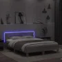 Sonoma gray bed frame with headboard and LED lights 140x190 cm by , Beds and slatted bases - Ref: Foro24-3207565, Price: 175,...
