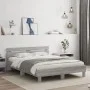 Sonoma gray bed frame with headboard and LED lights 140x190 cm by , Beds and slatted bases - Ref: Foro24-3207565, Price: 175,...