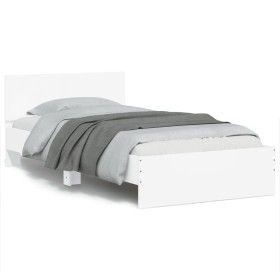 Bettgestell mit Kopfteil und weißen LED-Leuchten 100x200 cm von , Betten und Lattenroste - Ref: Foro24-838799, Preis: 127,29 ...