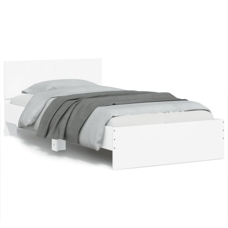 Bettgestell mit Kopfteil und weißen LED-Leuchten 100x200 cm von , Betten und Lattenroste - Ref: Foro24-838799, Preis: 127,29 ...