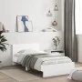 Bettgestell mit Kopfteil und weißen LED-Leuchten 100x200 cm von , Betten und Lattenroste - Ref: Foro24-838799, Preis: 124,88 ...