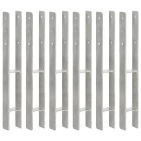 Fence anchors 6 pcs silver galvanized steel 7x6x60 cm by vidaXL, Spikes for anchoring in the ground - Ref: Foro24-145294, Pri...